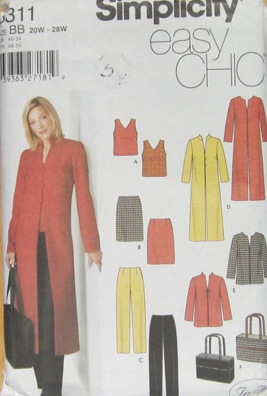 MISSES'/WOMEN'S TOP, SKIRT, PANTS, COAT OR JACKET AND TOTE BAG