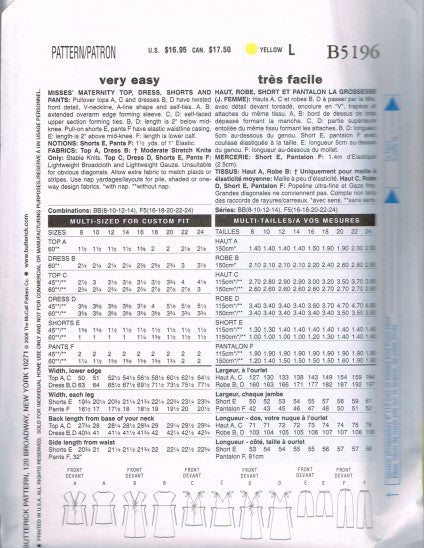 MISSES' MATERNITY TOP, DRESS, SHORTS AND PANTS