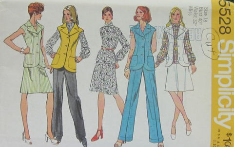 MISSES BLOUSE SKIRT PANTS AND UNLINED VEST
