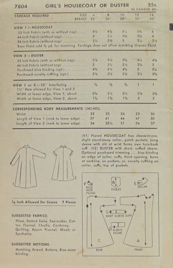 GIRLS HOUSECOAT OR DUSTER