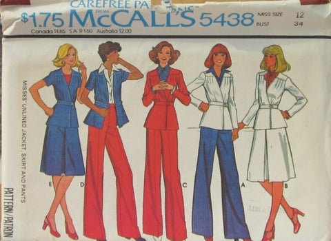MISSES' UNLINED JACKET, SKIRT AND PANTS