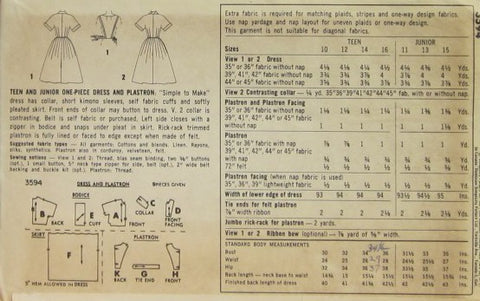 TEEN AND JUNIOR ONE-PIECE DRESS AND PLASTRON