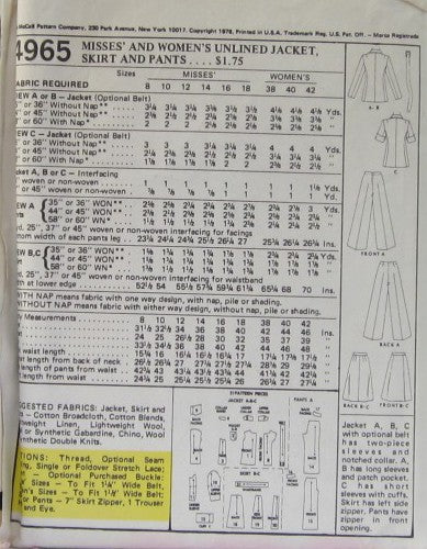 MISSES AND WOMENS JACKET SKIRT AND PANTS
