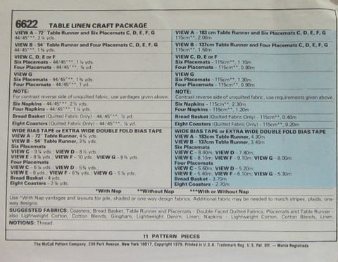 TABLE LINEN CRAFT PACKAGE