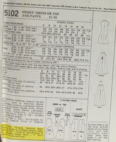 MISSES DRESS OR TOP