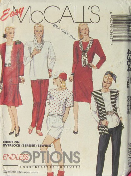 MISSES JACKET OR VEST DRESS TUNIC TOPS SKIRT PANTS SHORTS COWL
