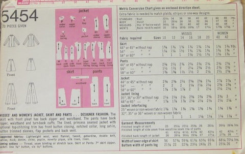 MISSES' AND WOMEN'S JACKET, SKIRT AND PANTS