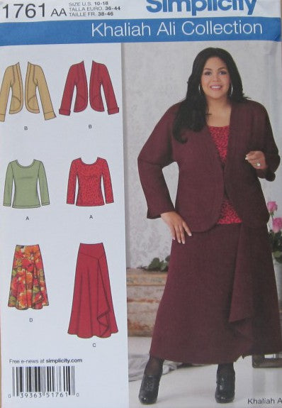 MISSES/WOMENS SKIRT IN TWO LENGTHS JACKET AND KNIT TOP