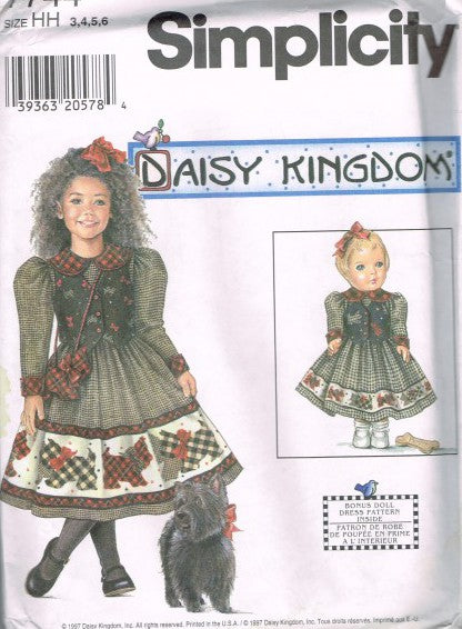 CHILD'S AND GIRLS' DRESS AND PURSE AND DOLL DRESS FOR 17 INCH DOLL