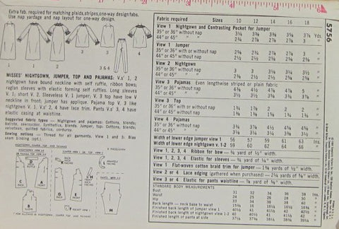 MISSES NIGHTGOWN JUMPER TOP AND PAJAMAS
