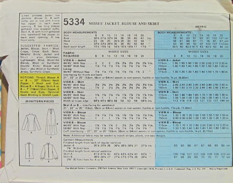 MISSES'JACKET, BLOUSE AND SKIRT