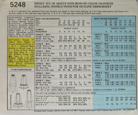 MISSES' SET OF SKIRTS WITH IRON-ON COLOR TRANSFER INCLUDING