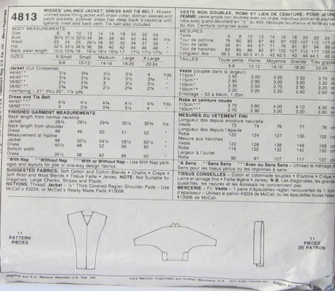 MISSES JACKET DRESS AND TIE BELT