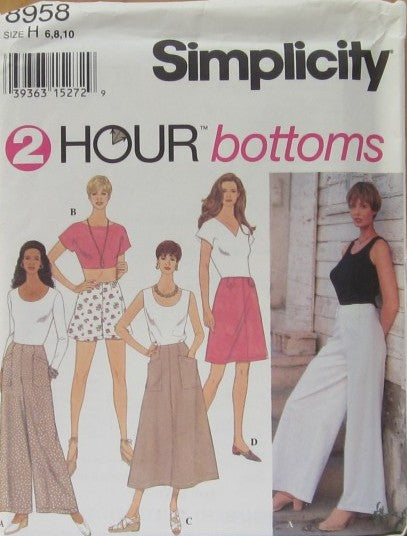 MISSES' FULL PANTS OR SHORTS AND SKIRT IN TWO LENGTHS