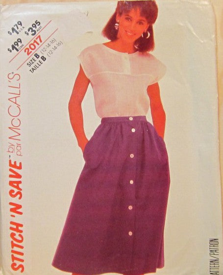MISSES' TOP AND SKIRT