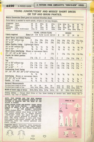 YOUNG JUNIOR/TEEN' AND MISSES' SHORT DRESS OR TOP AND BIKINI PAN