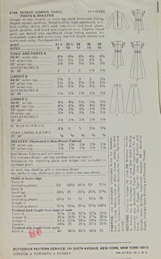 MISSES JUMPER TUNIC PANTS AND SWEATER
