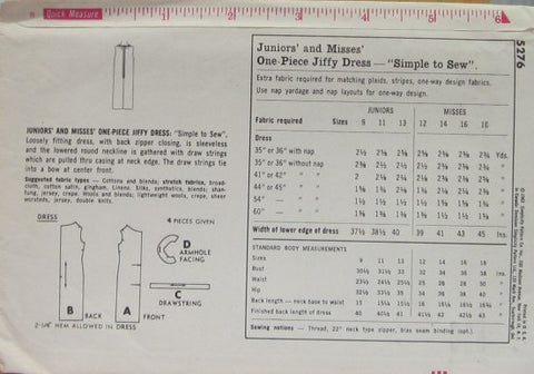 JUNIORS' AND MISSES' ONE-PIECE JIFFY DRESS