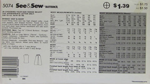 MISSES VEST AND SKIRT