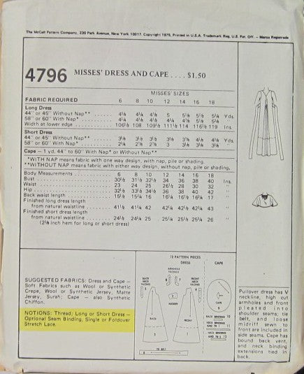 MISSES' DRESS AND CAPE