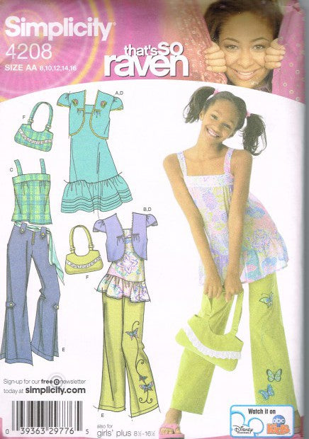 GIRLS'/GIRLS' PLUS DRESS, TUNIC OR TOP, BOLERO, PANTS AND BAG