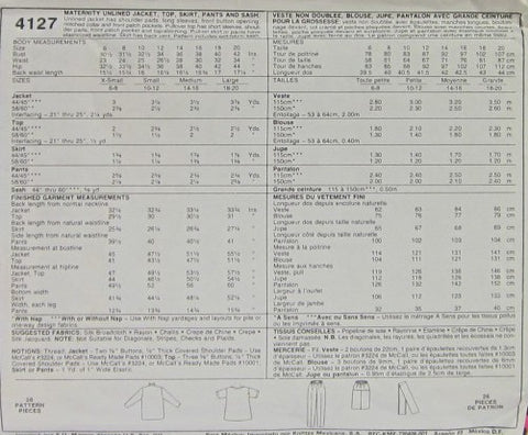 MATERNITY UNLINED JACKET TOP SKIRT PANTS AND SASH