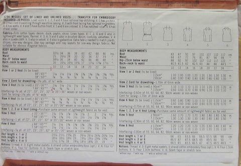 MISSES' SET OF LINED AND UNLINED VESTS