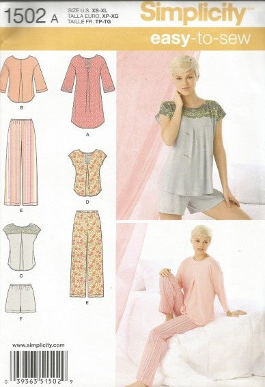 MISSES' PANTS OR SHORTS AND NIGHTSHIRT OR TOP