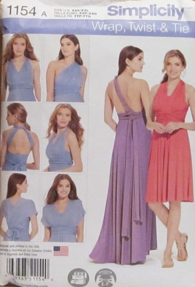 MISSES KNIT WRAP AND TIE DRESS IN TWO LENGTHS