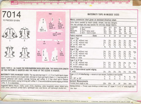 MATERNITY TOPS IN MISSES' SIZES