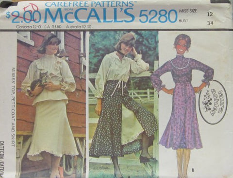 MISSES' TOP, PETTICOAT AND SKIRT