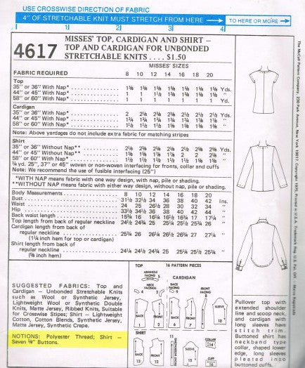MISSES' TOP, CARDIGAN AND SHIRT-TOP AND CARDIGAN FOR UNBONDED