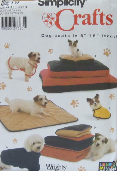 DOG BEDS AND BLANKETS IN THREE SIZES AND COATS IN S M L