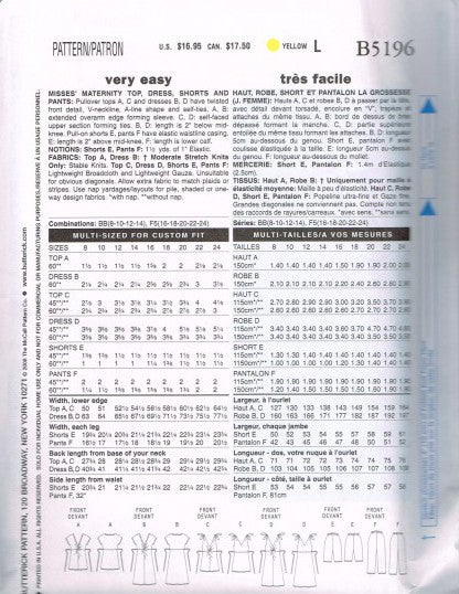 MISSES' MATERNITY TOP, DRESS, SHORTS AND PANTS