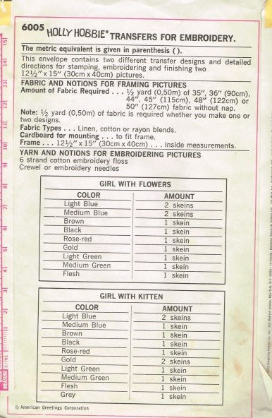 HOLLY HOBBIE TRANSFERS FOR EMBROIDERY