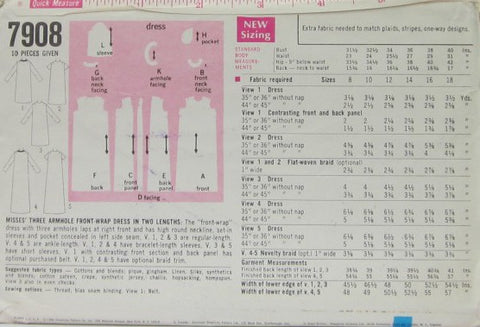 MISSES' THREE ARMHOLE FRONT-WRAP DRESS IN TWO LENGTHS