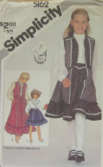 CHILDS AND GIRLS SKIRT IN TWO LENGTHS BLOUSE AND QUILTED VEST