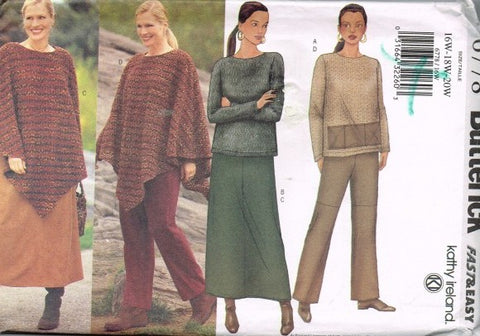 WOMENS/WOMEMS PETITE PONCHO TOP SKIRT AND PANTS
