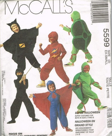 CHILDRENS OR BOYS SUPERHERO COSTUMES  COWL AND SASH FOR STRETCH