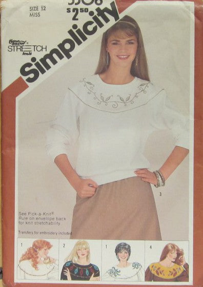MISSES' PULLOVER SWEATSHIRT....TRANSFERS FOR EMBROIDERY INCLUDED