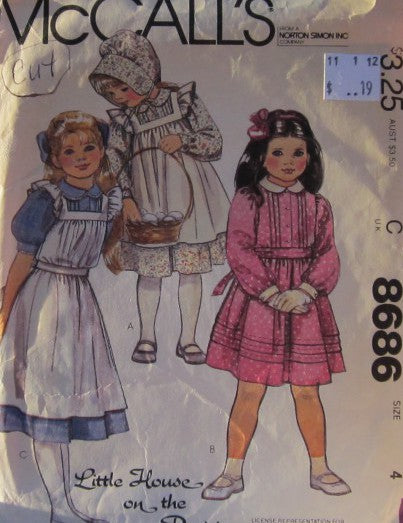 CHILDRENS AND GIRLS DRESS PINAFORE BONNET AND TIE BELT