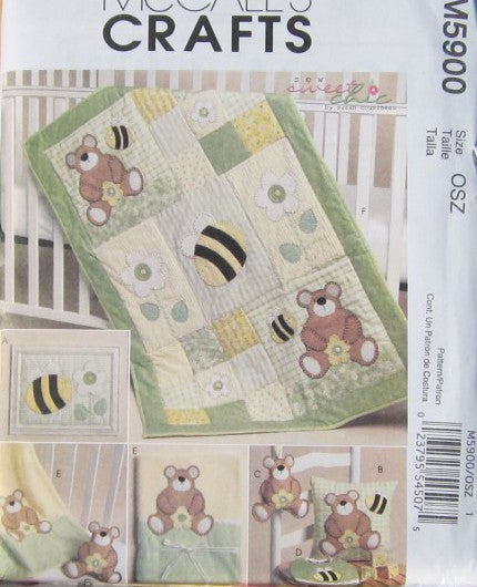 QUILT BLANKET PILLOW FRAMED BEE TOY AND BIB