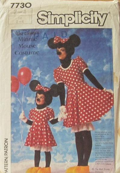 ADULTS AND BOYS AND GIRLS MINNIE MOUSE COSTUME  CUT