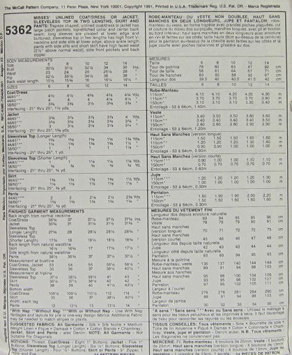 MISSES' UNLINED COAT/DRESS OR JACKET, SLEEVELESS TOP IN TWO
