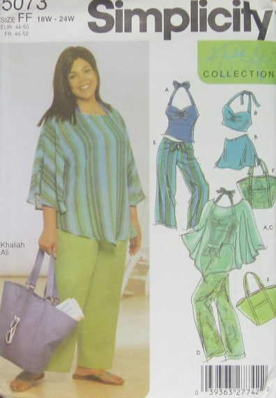 WOMEN'S TOP, PANTS, TOTE BAG AND TWO PIECE KNIT SWIMSUITS