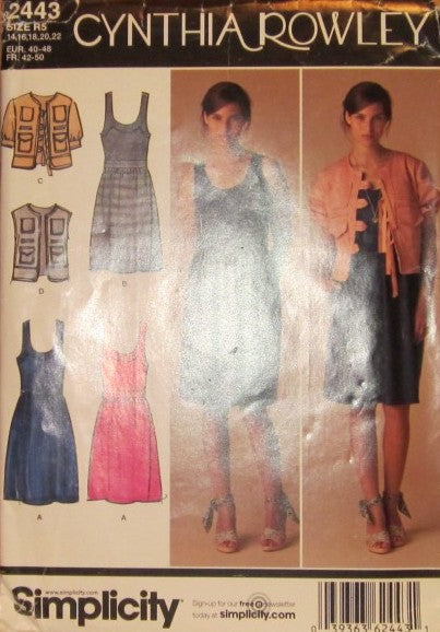 MISSES DRESS WITH KNIT BODICE AND JACKET OR VEST