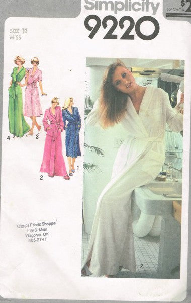 MISSES' FRONT-WRAP ROBE IN TWO LENGTHS AND TIE BELT