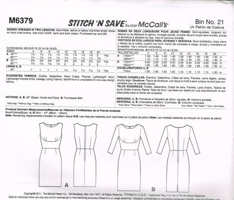 MISSES' DRESSES IN TWO LENGTHS