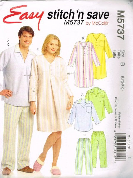 MISSES MENS AND TEEN BOYS TOP NIGHTSHIRT AND PANTS