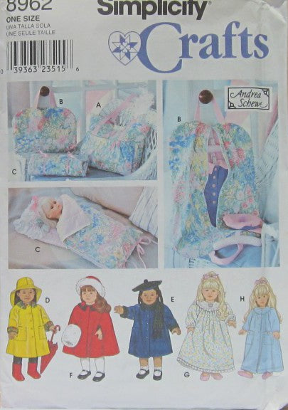 DOLL CLOTHES TOTE DOLL SIZED GARMENT BAG AND SLEEPING BAG